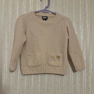 DKNY Textured Knit Girl’s Sweater in Cream